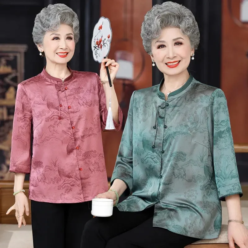 

Women's Clothing Spring Summer Shirts Grandma's thin Coat Women's Middle-aged and Elderly Mothers' Shirts Elderly Women's Clothe