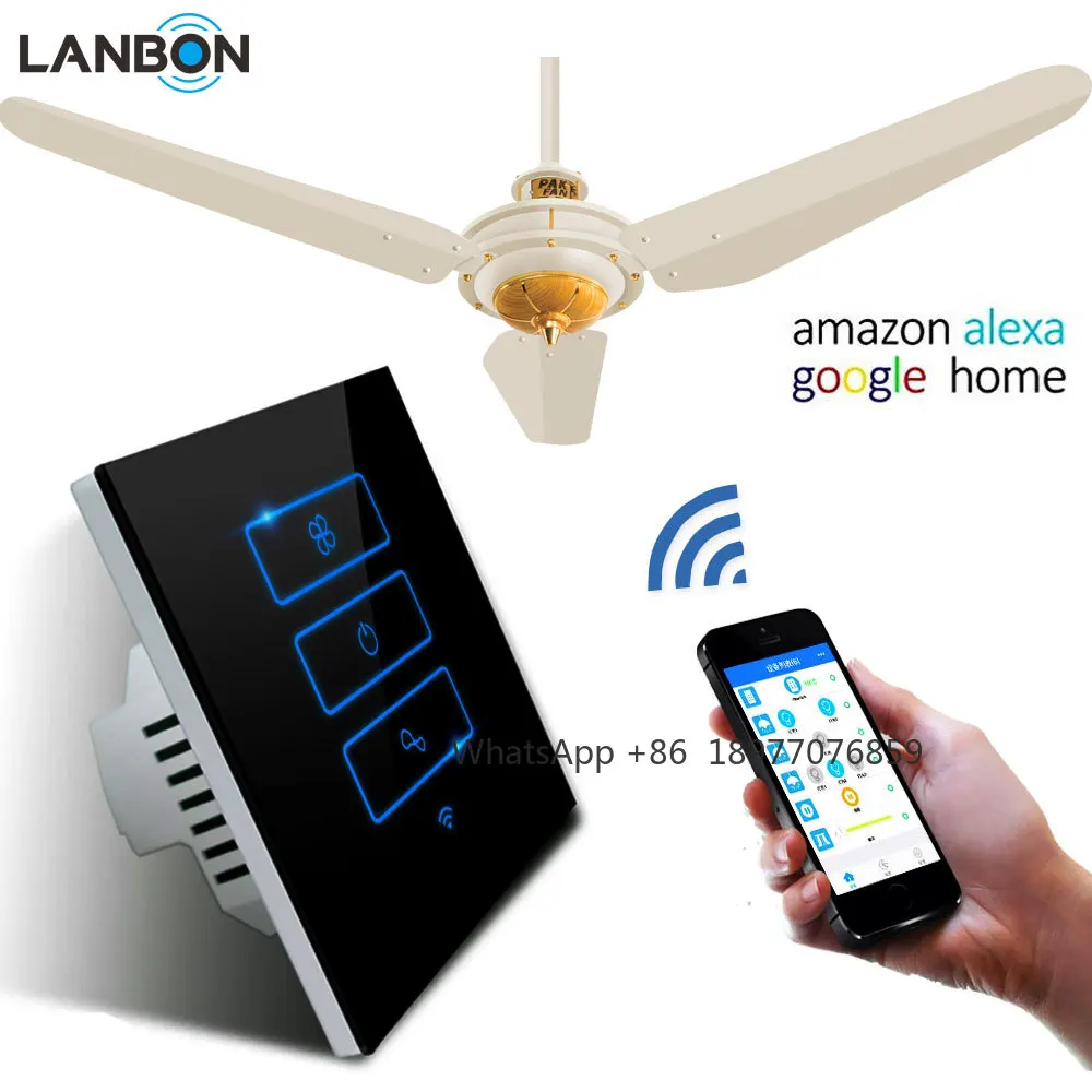 Remote Control Switch Electrical Fan Controller Lanbon WiFi Smart Switch Relay Fan Regulator Work With Alexa And Google Home