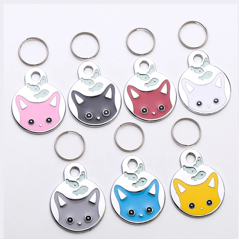 

Custom Engraving Pet Cat Dog Tags Cute Color Cartoon Personalized Necklace Collar ID Tag Nameplate Accessories Name Products