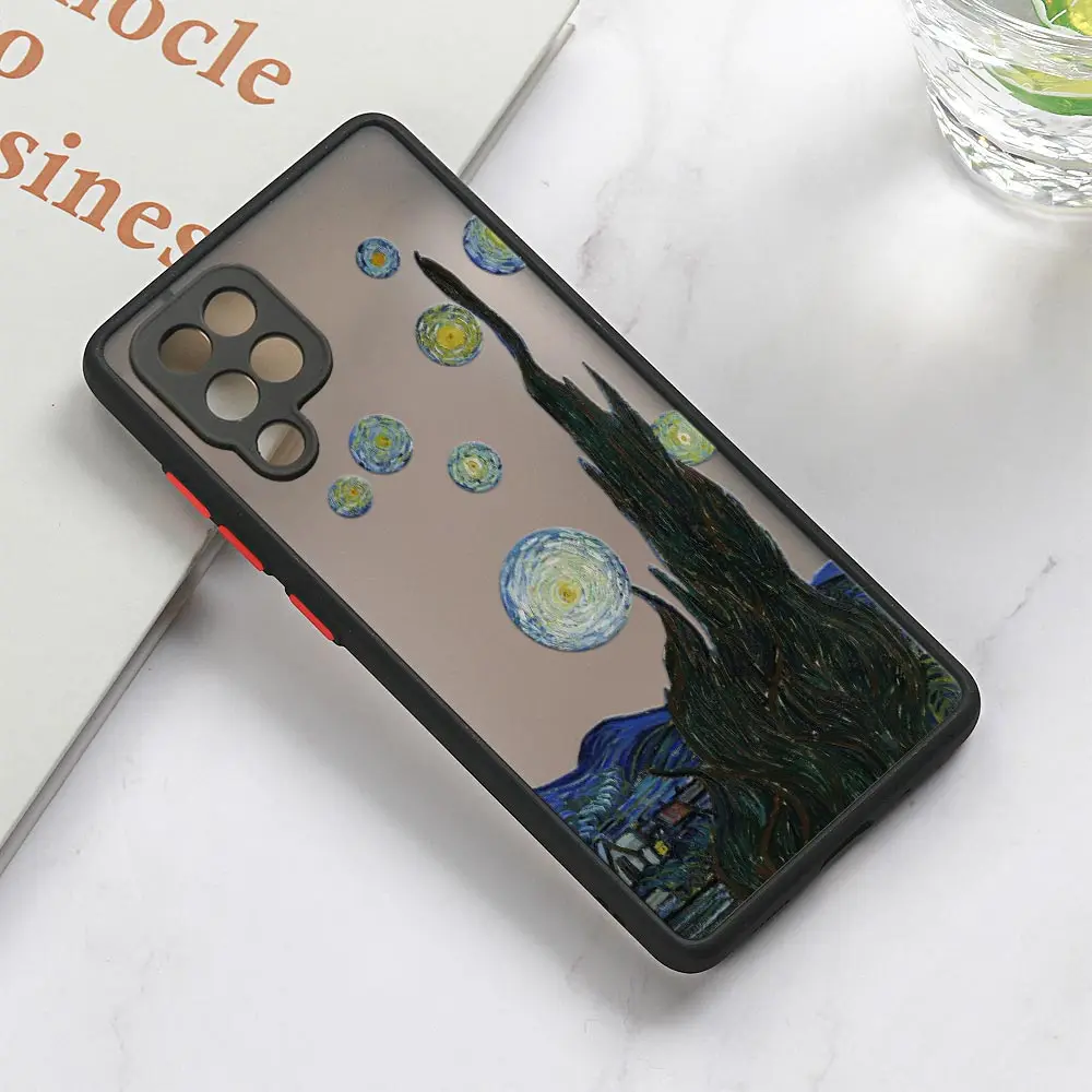 Matte Case For Samsung Galaxy A02 A03S A50 A70 A30 A40 A20 A7 2018 M30S M21 M51 Note 20 Phone Cover Van Gogh Painting Starry Sky