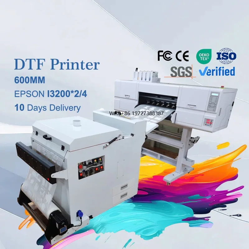 

60CM Wide Print T-shirt Printing Machine All in One Tshirt Printing A3 I3200 Xp600 Inkjet Dtf Printer with Powder Shaker