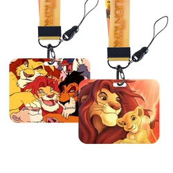 Hot Selling Disney The Lion King Simba Horizontal Card Cover Cartoon Badge Holder Neck Strap Lanyard ID Card Students Hang Rope