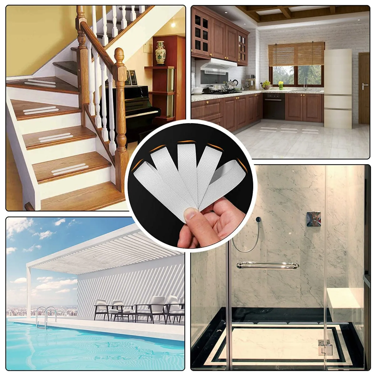 Anti-slip Strips, Safety Shower Treads Stickers,Floor-Strength Adhesive Grip Appliques for Baby,Senior,Adult (Clear).
