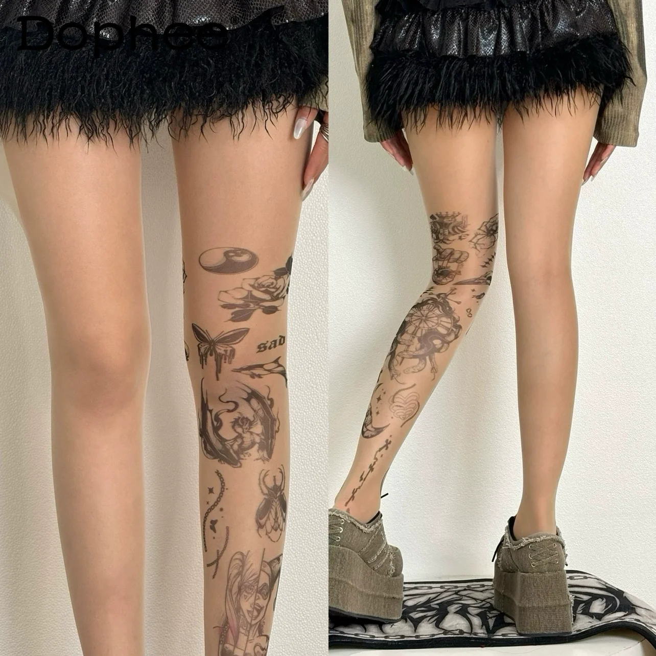 

Y2K Subculture Sweet Cool Hot Girl Japanese Original Lolita Stockings Sexy Printed Versatile Pantyhose