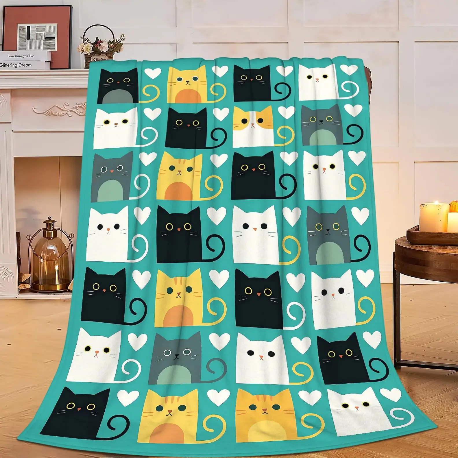 Collage Cute Cat Personalized Flannel Blanket Digital Print Soft Throw Blanket Home Sofa Bed Decor Source Factory Wholesale Gift