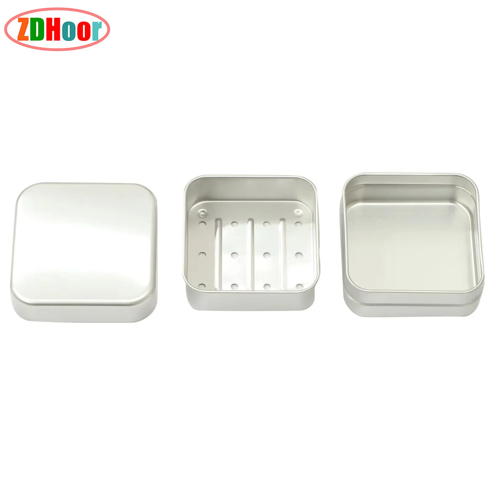 

Light Aluminium Soap Boxes with Lid And Removable Draining Rack Holder Container Tin Can Storage for Home Or Travel