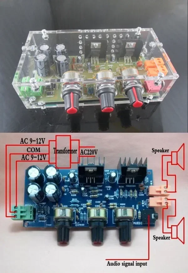 DIY Kits Dual channel 2.0 18W+18W TDA2030A HIFI Stereo amplifier AMP board DIY Kit with Case