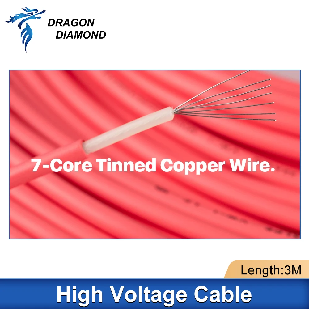 High Voltage Cable 3m Red Positive Wire For CO2 Laser Power Supply and Tube For Laser Engraver