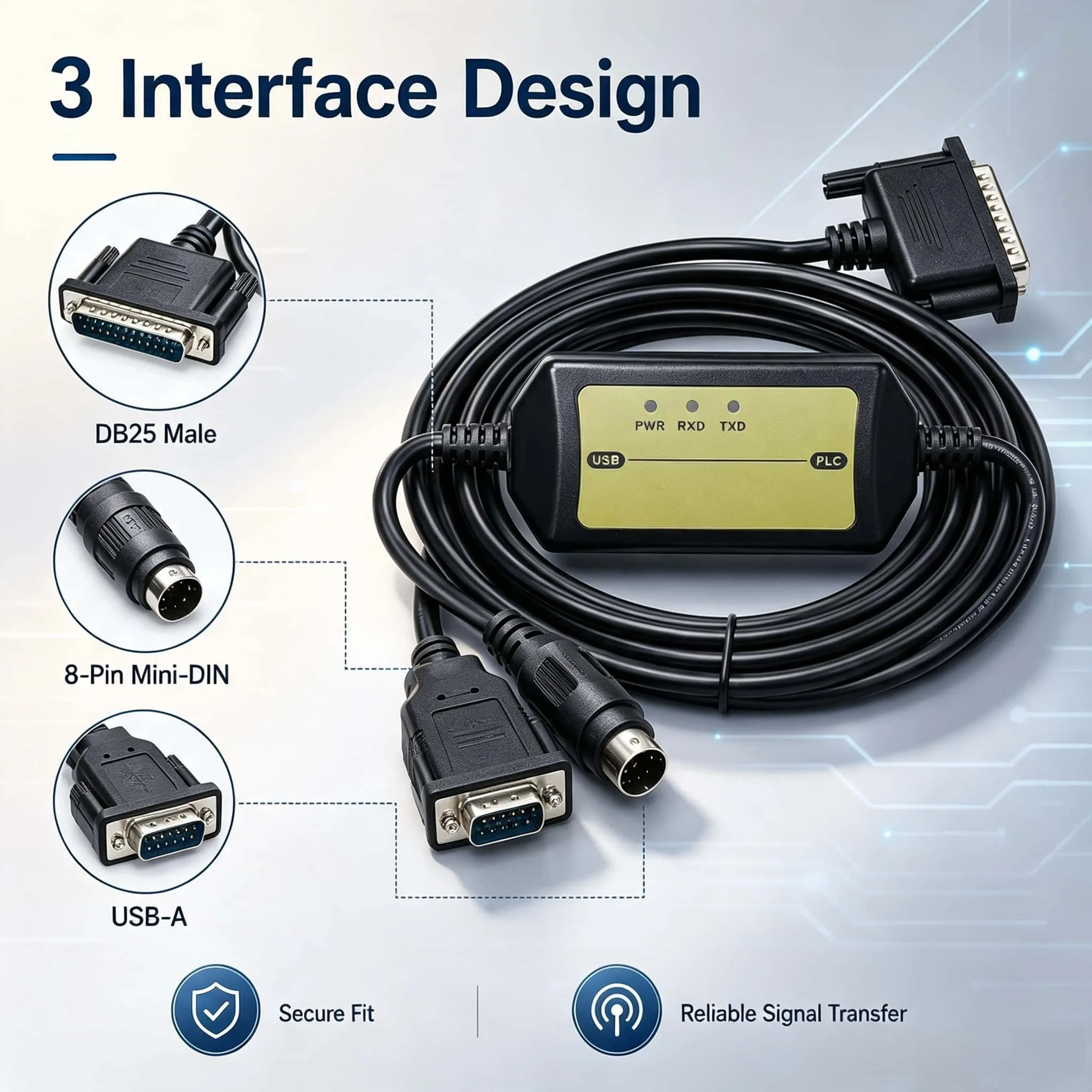 USB-SC09 PLC Programming Cable for Mitsubishi FX1N FX2N FX3U A1S Series, Enhanced Upload Download Communication Cord, 3M