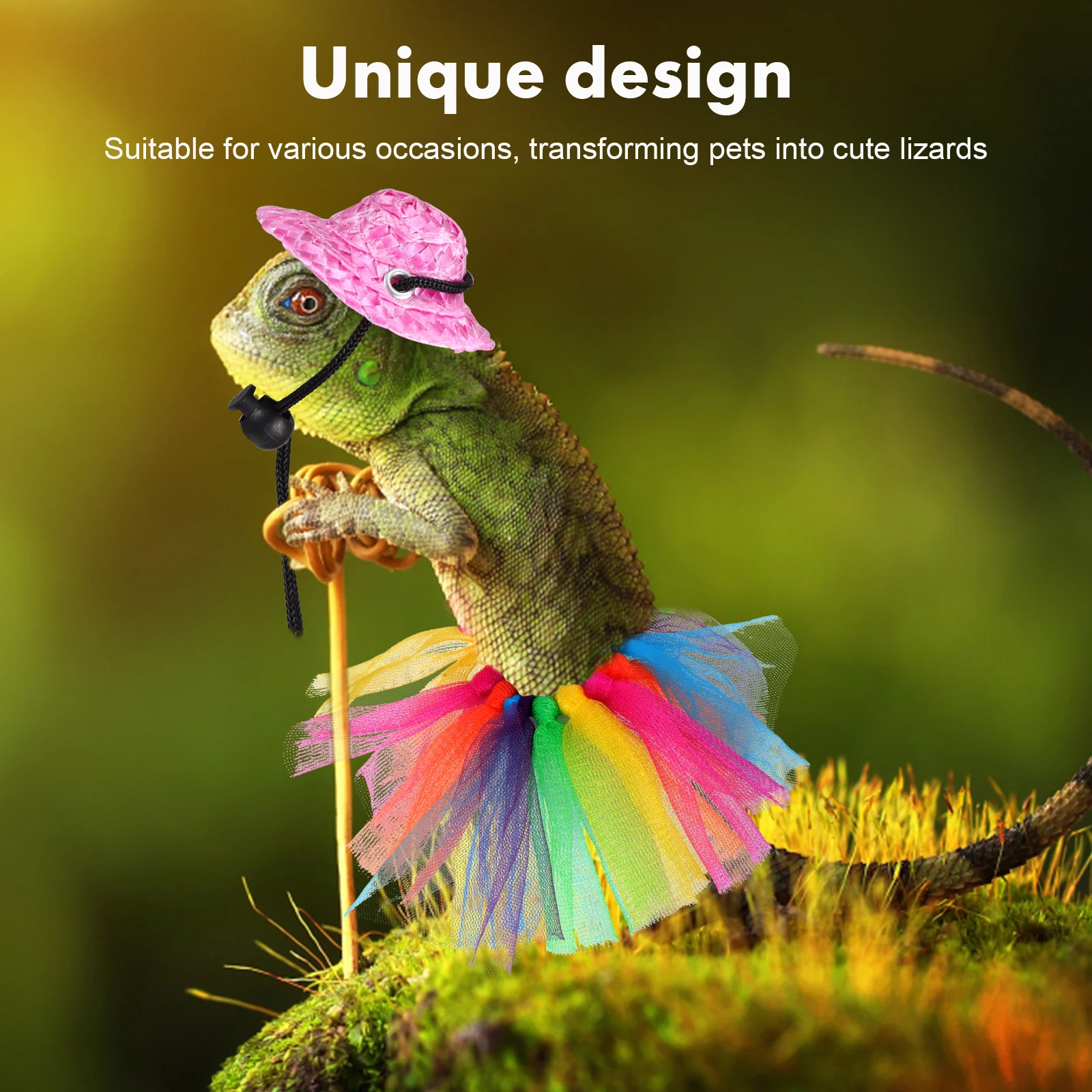 

Pet Hat Skirt Suit Bearded Dragon Costumes Transformation Outfit Animal Accessories Cosplay Lizard Accessory Child