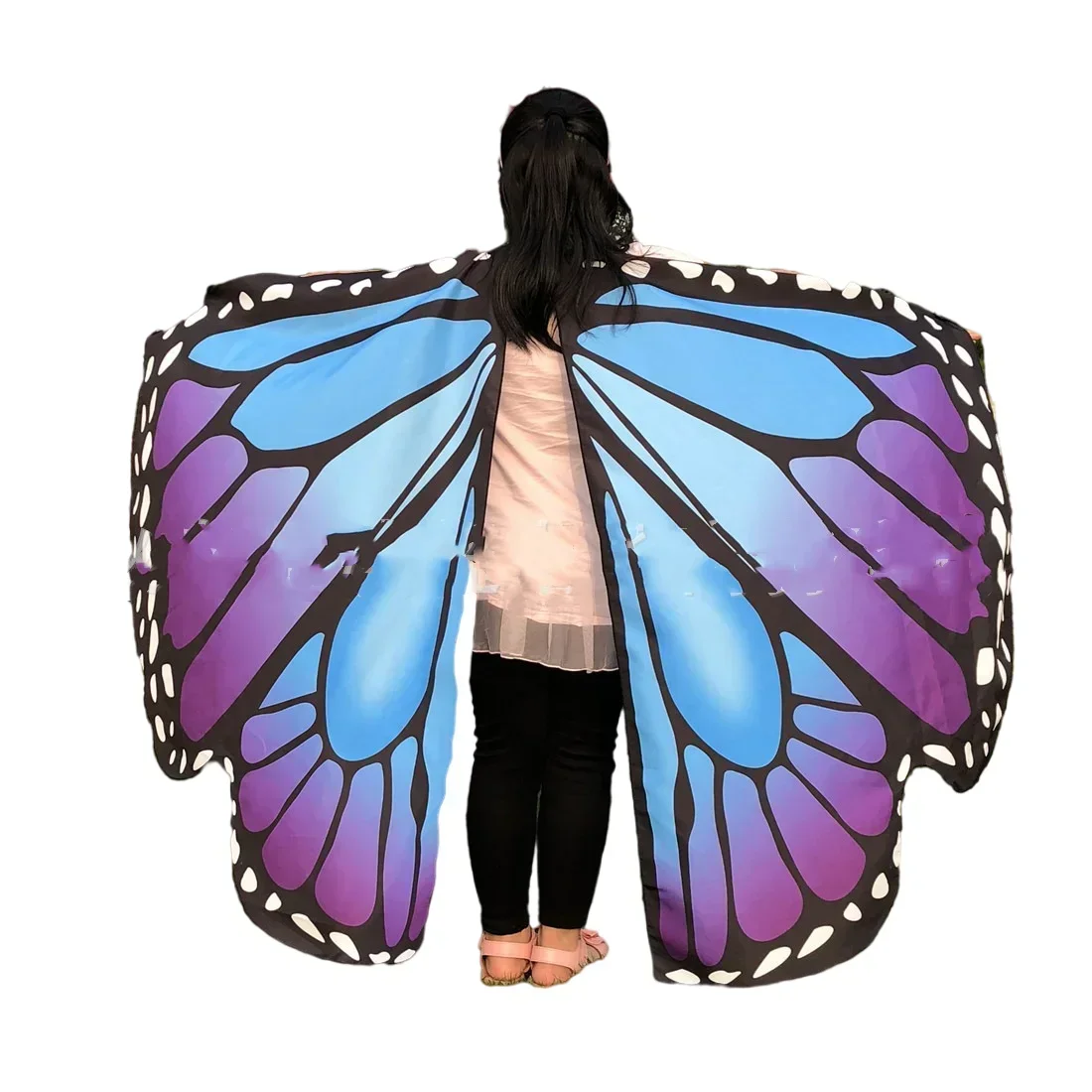 Soft Fabric Butterfly Wings Shawl Fairy Children Nymph Pixie Costume Accessory Girls Dress-up Shawl Cloak Costume Colorful Print