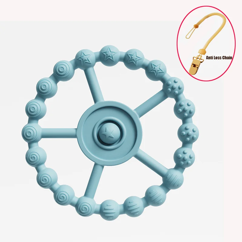 Silicone Toothbrush Easy To Grasp Baby Teething Ring Toys Textured On Both Sides Teether For Baby Oral Massage Soothe Sore Gums