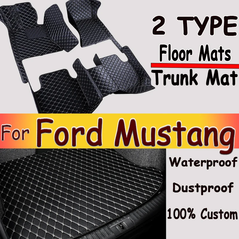 Car floor&Trunk mats for Ford Mustang 2015-2022 16 17 18 19 20 21 Custom foot Pads automobile carpet cover interior accessories