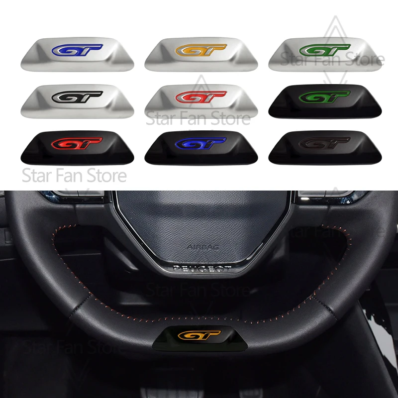 Insignia GT de Metal para Peugeot GT Line 208 308 PHEV 508 3008 4008 5008, pegatinas 3D, emblema para volante de coche, accesorios