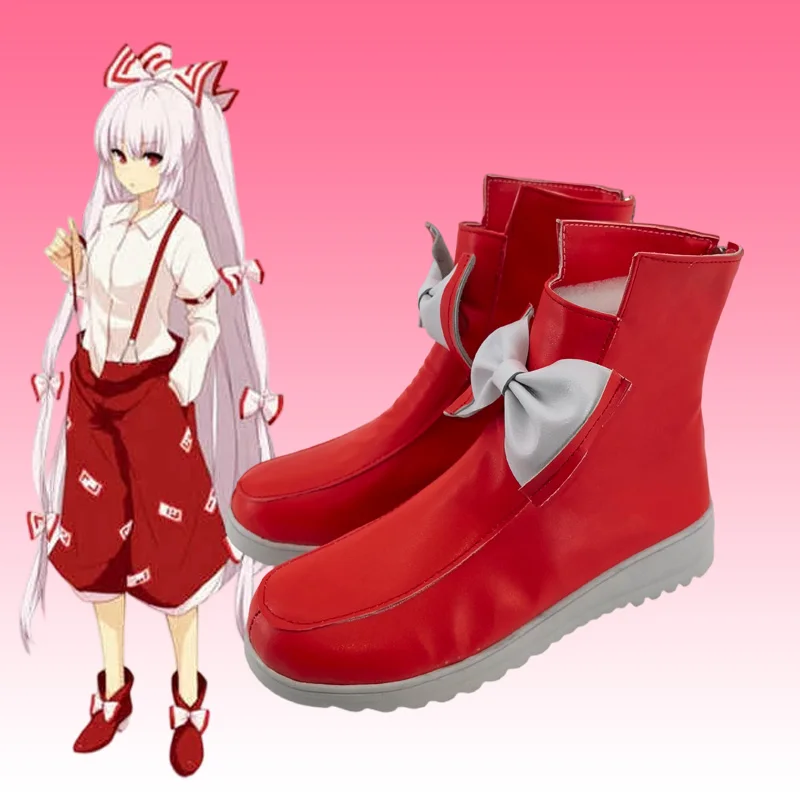 Game Touhou Project Fujiwara no Mokou Cosplay Shoes Artificial Leather Boots For Women