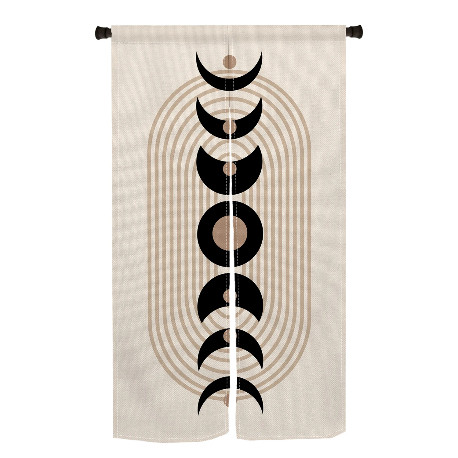 Bohemian Noren Door Curtain Moon Leaf Nordic Doorway Curtain Kitchen Entrance Partition Room Decor Split Hanging Half-Curtain