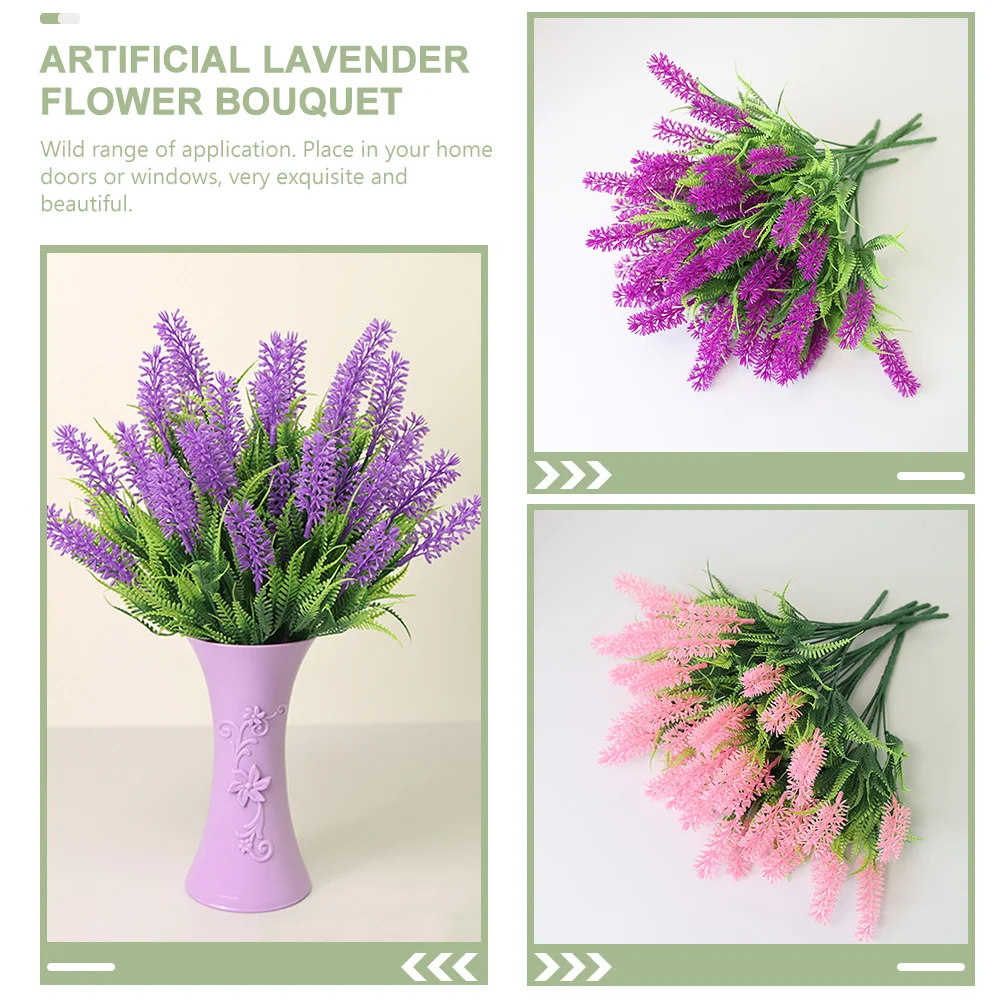 

4Pcs Artificial Lavender Bunch Bright Colors Sturdy Plastic Simulated Flower Stems Festival Decor for Home Wedding Party