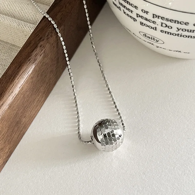 

CHOZON 925, твердое серебро, кулон в виде диско-шара, ожерелье, французский гламур, оптовая продажа, изящные многослойные украшения для женщин