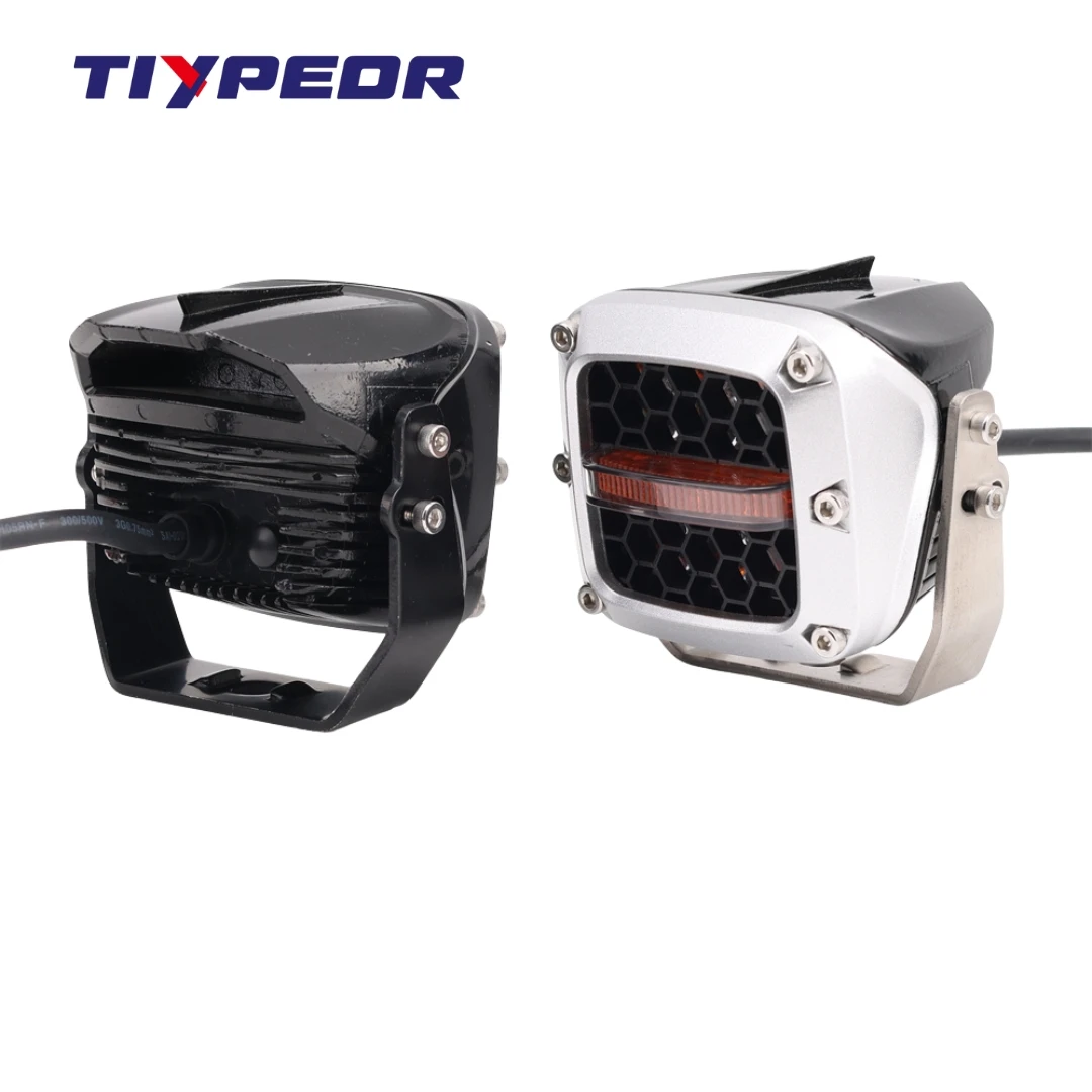 TIYPEOR Motorcycle Auxiliary Light NEWEST 60W Honeycomb LED Work Lamp - 6pcs 10W LED 9-16V IP67 6000LM 5700K