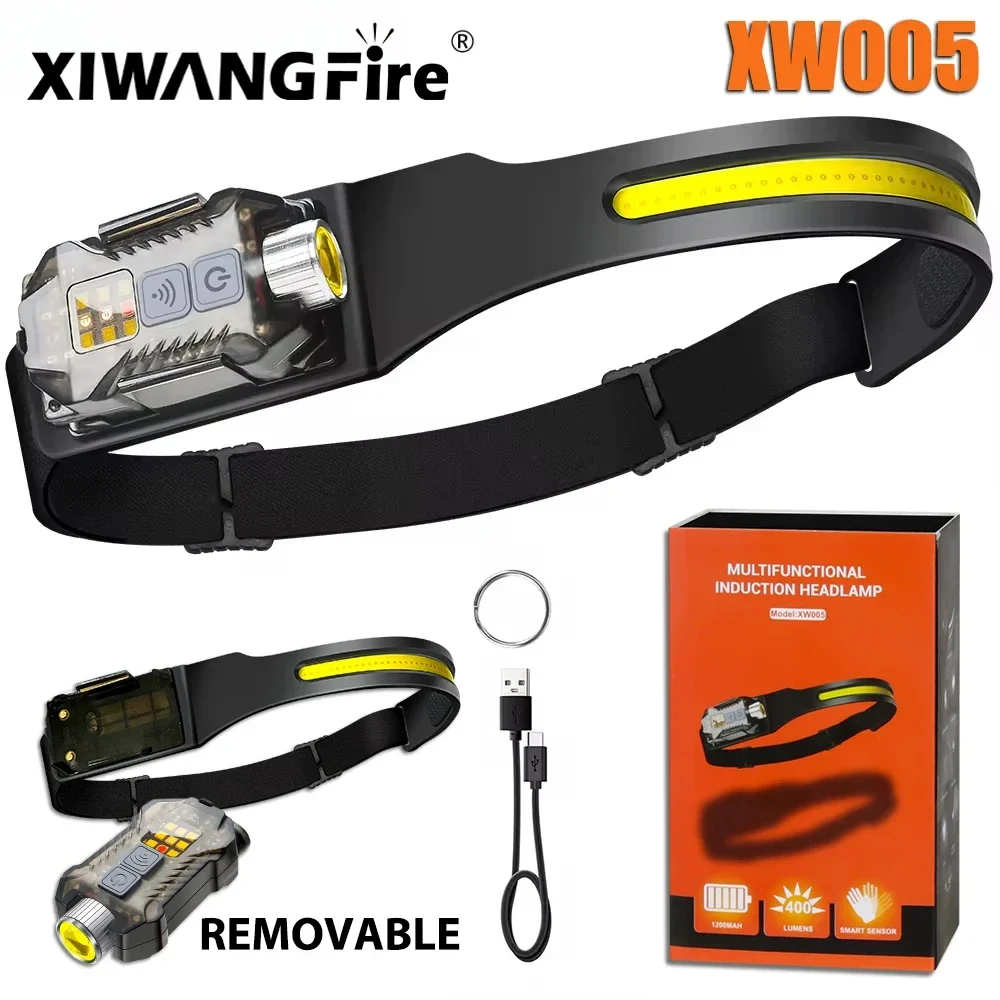USB Rechargeable LED Sensor Headlamp XPE+COB Headlight Led Head Torch Camping Search Light Head Flashlight for Fishing Lantern