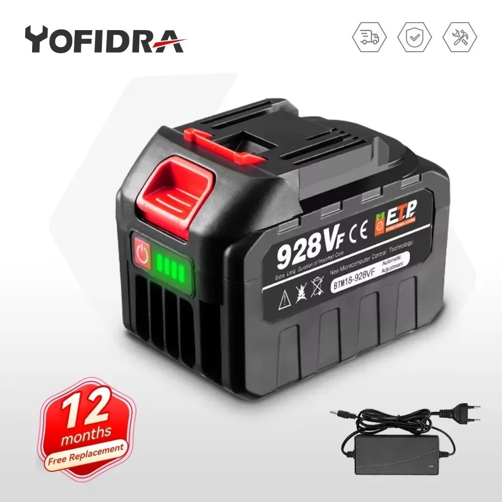 Yofidra 18-21V 150000mAh 22500mAh Rechargeable Lithium Ion Replace Battery For Brushless Electric Drill Wrench Blower Power Tool