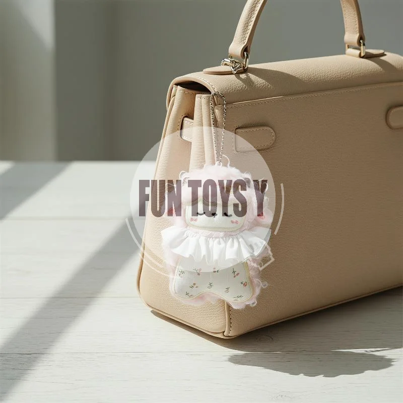 Fluffy Sleeping Sheep Plush Bag Ornament Cute Ruffle Collar Stuffed Animal Pendant for Luggage Decoration Party Gifts
