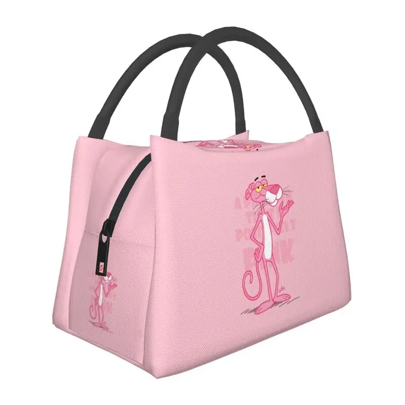 

Cartoon Characters Pink Panther Insulated Lunch Bags for Women Resuable Leopard Cooler Thermal Lunch Box Beach Camping Travel