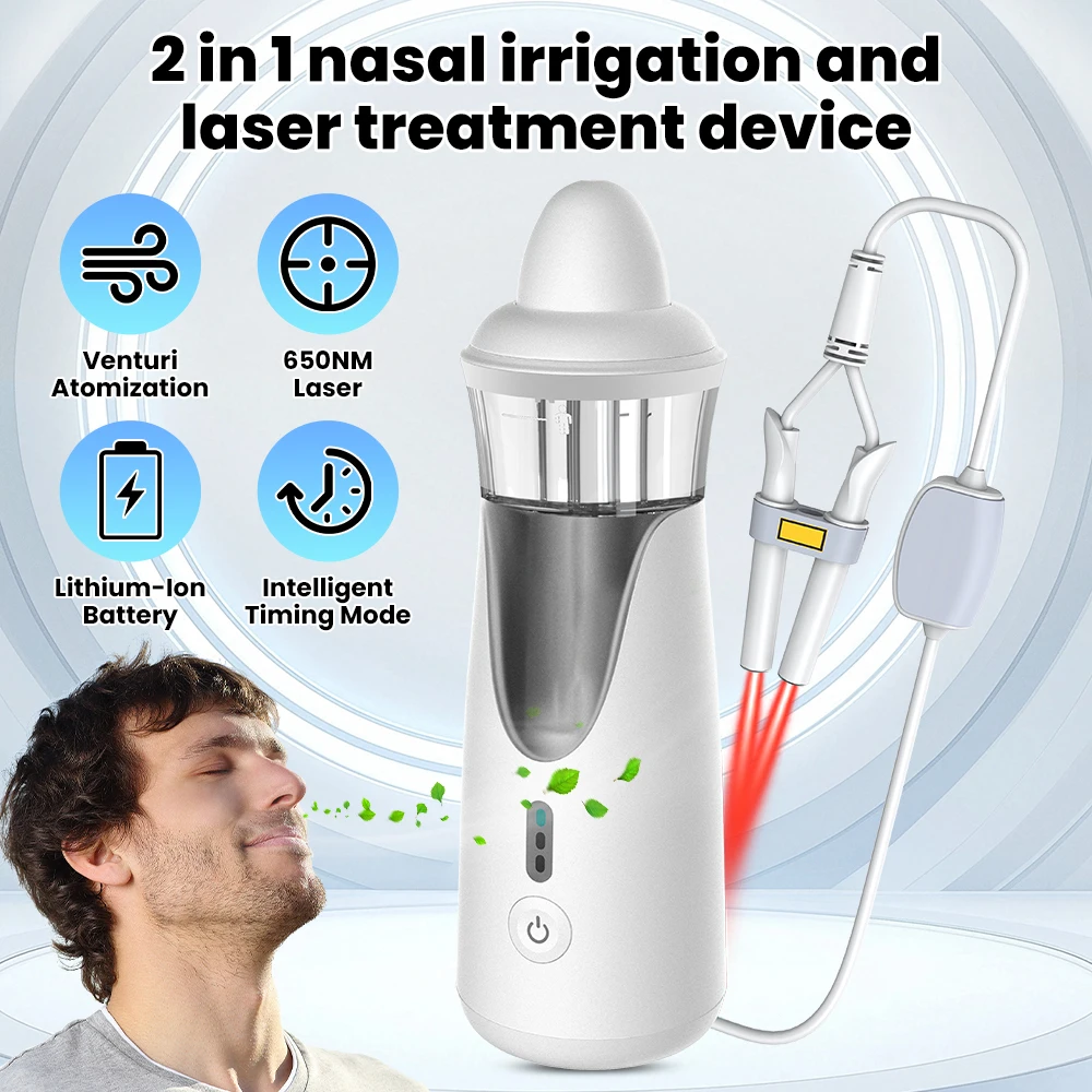 2 in 1 650nm Red Light Nasal Laser Physical Therapy irrigator Apparatus Sinusitis Cure Machine Allergic Rhinitis Treatment
