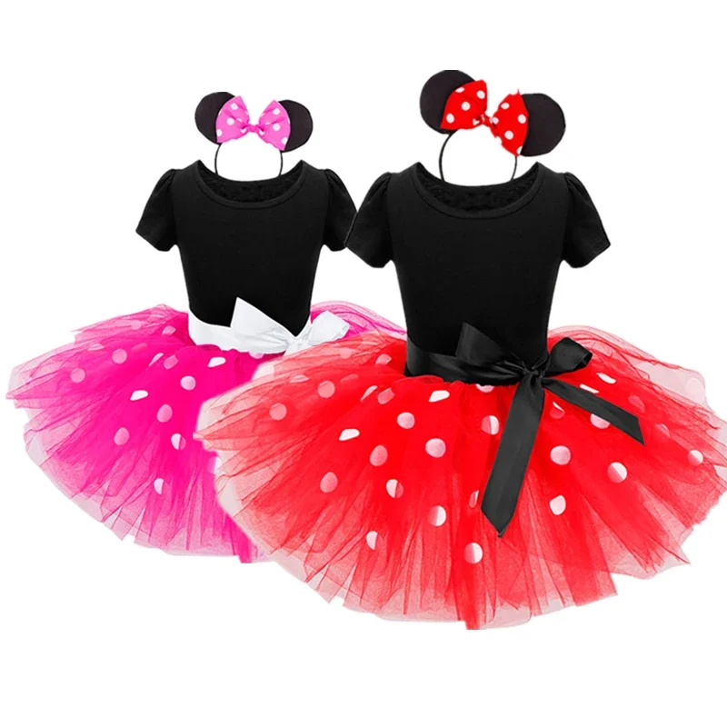 Urocza sukienka dla dziewczynki w wieku 1-6 lat Dzieci Halloween Ubrania dla dzieci Minni Mouse Polka Dot Sukienka Dziewczynki Urodziny Party