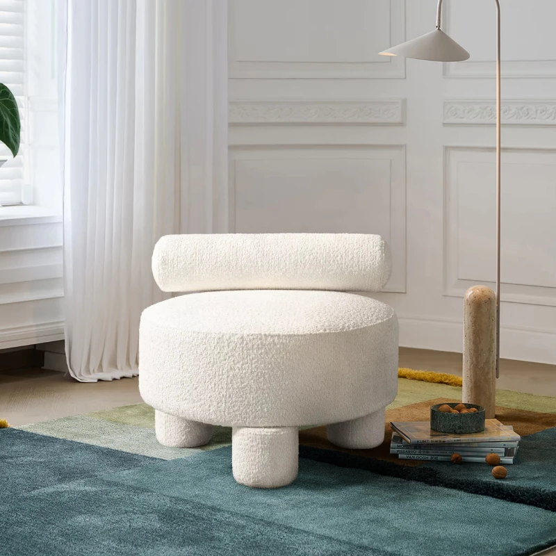 

French Retro Style White Chaise Lounge Modular Living Room Bedroom Balcony Single Chair