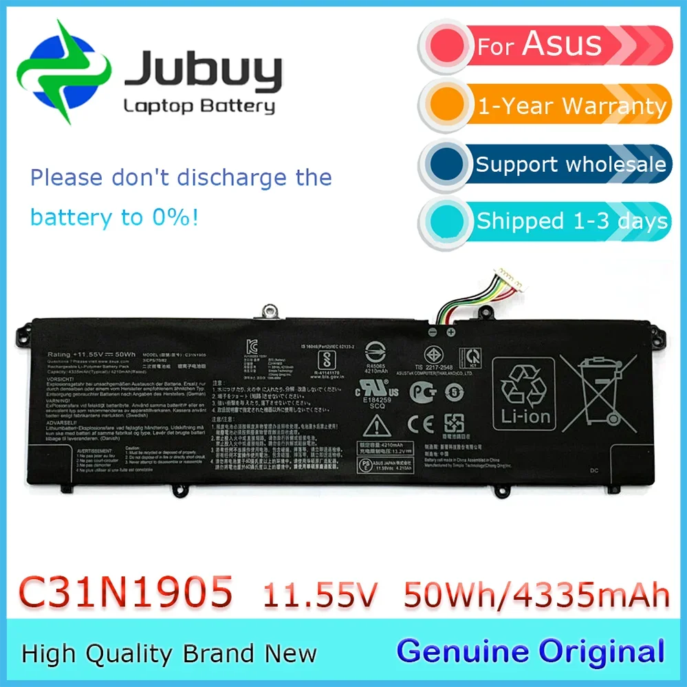

Original 11.55V 4335mAh C31N1905 Notebook Battery for Asus VivoBook S14 M433 S433 S433FL S15 S533 S533EQ 3ICP5/70/82