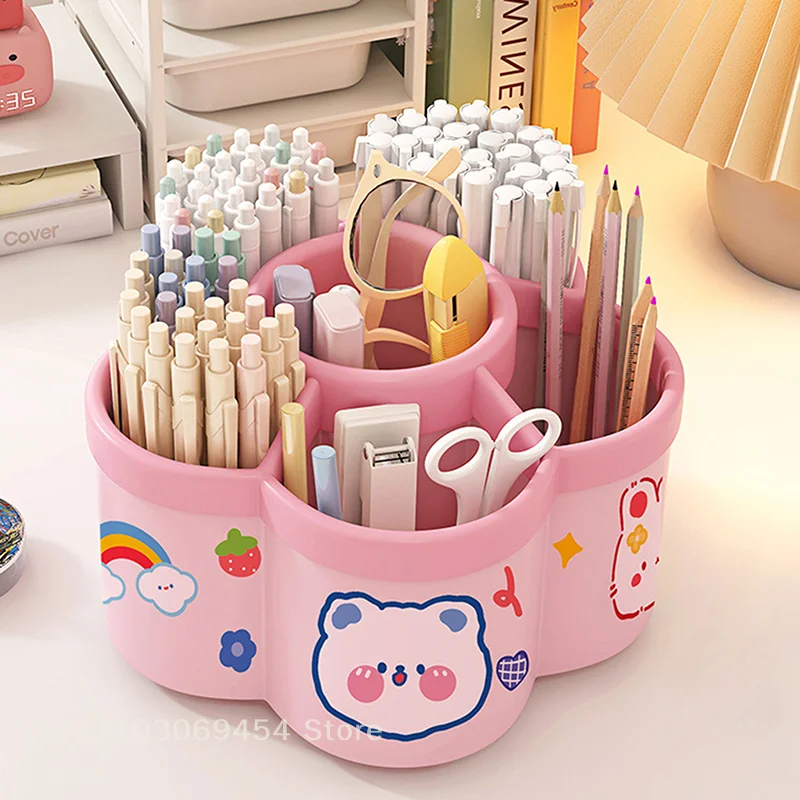 1개 360 °   회전식 연필꽂이 - 다기능 책상 정리함, 메이크업 브러쉬 및 학생용 문구류에 적합