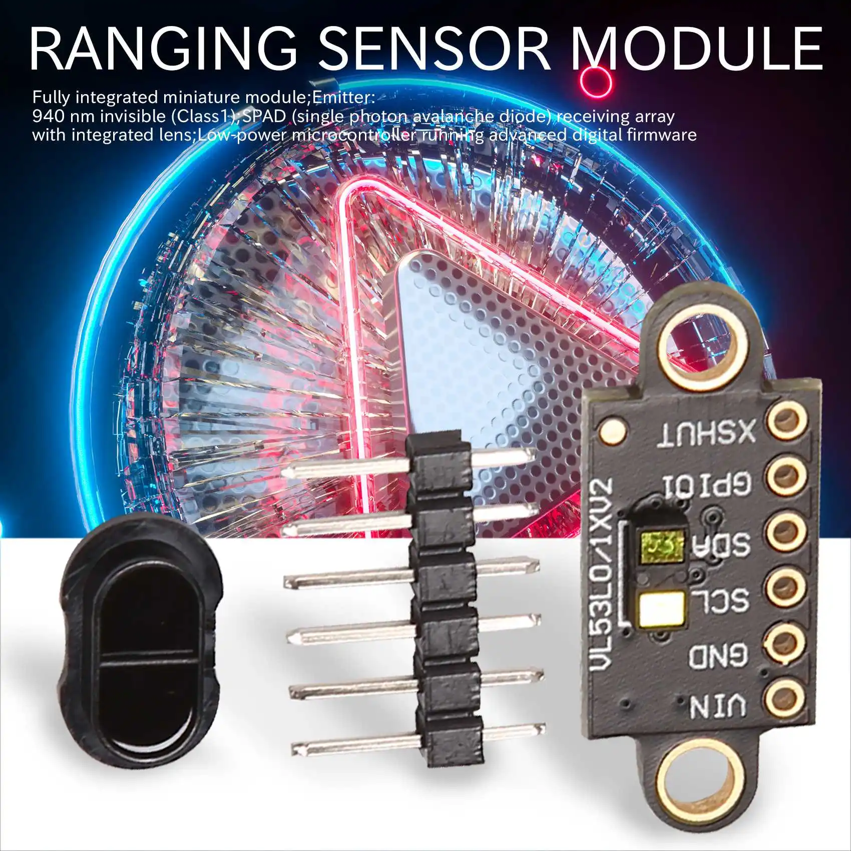 VL53L1X Modulo sensore tempo di volo con portata 3V-5V Modulo scheda di estensione misurazione distanza 400 cm per