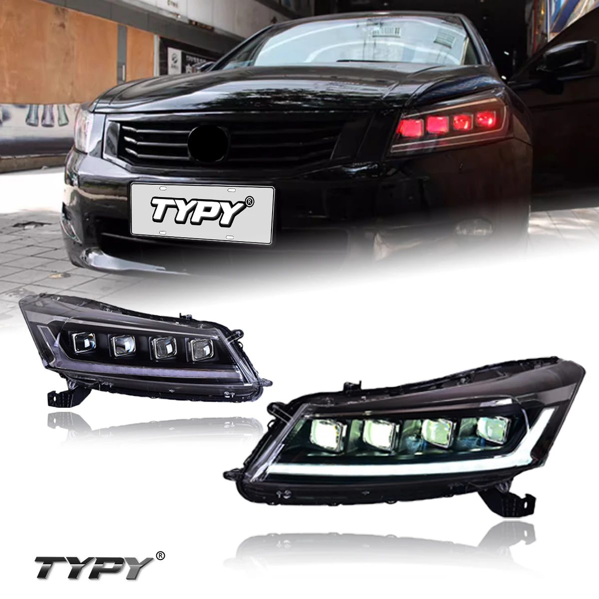 

Car Headlamp Modified LED Head Lamp with Dynamic Turning Signal Head Light LED DRL For Honda Accord 8th 2008-2012