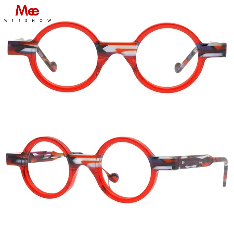 MEESHOW Brand New Retro Round Glasses Frames Men Eyeglasses Women Man Eyewear Acetate Myopia Reading Optical Spectacle Oculos