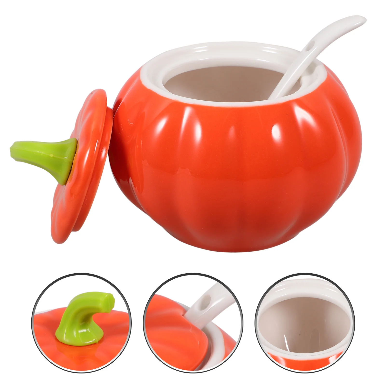 

1Set Pumpkin Shaped Condiment Jar Ceramic Spice Storage Container Salt Pepper Sugar Holder Sturdy Smooth Surface