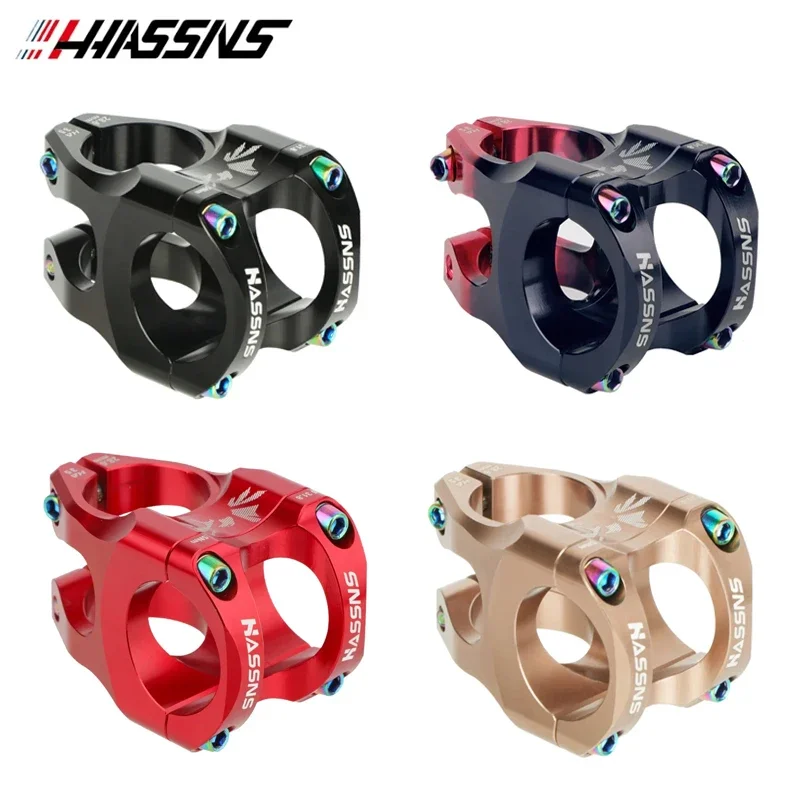 HASSNS Mountain Bike Power Stem 35mm Length 0 Degrees Road Bike Stem 31.8mm for 31.8mm Bicycle Handlebar Mtb Stem