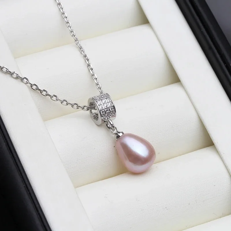 Luxury White Pearl Pendant Woman,Real Cultured Natural Fresh water 925 Silver Pearl Pendant Wife Engagement Gift