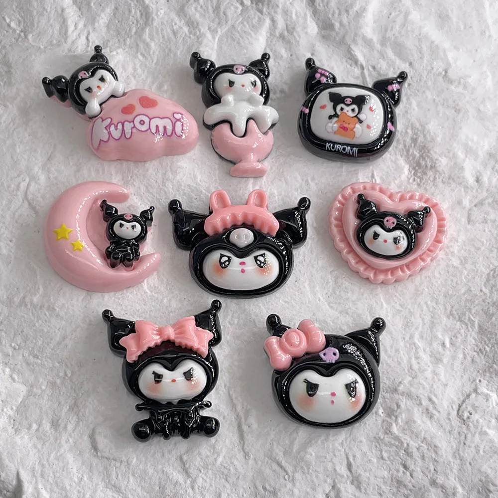 5pcs New Black Mimi 8-piece Cartoon kuromi sanrio Resin flatback Jewelry Accessories DIY resin charms for scrapbooking supplies