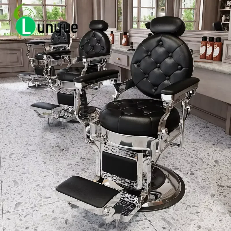 Heavy Duty Barber Chair Black Retro Styling Chair for Hair Furniture Stable Professional Barber Shop Equipment