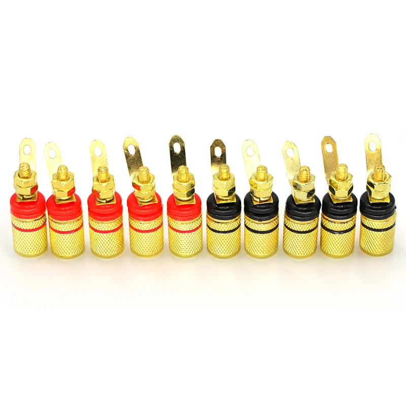 10 sztuk głośnik DIY złącze terminala pozłacane zaciski głośnikowe zaciski głośnikowe terminal audio 4mm gniazda wtykowe bananowe