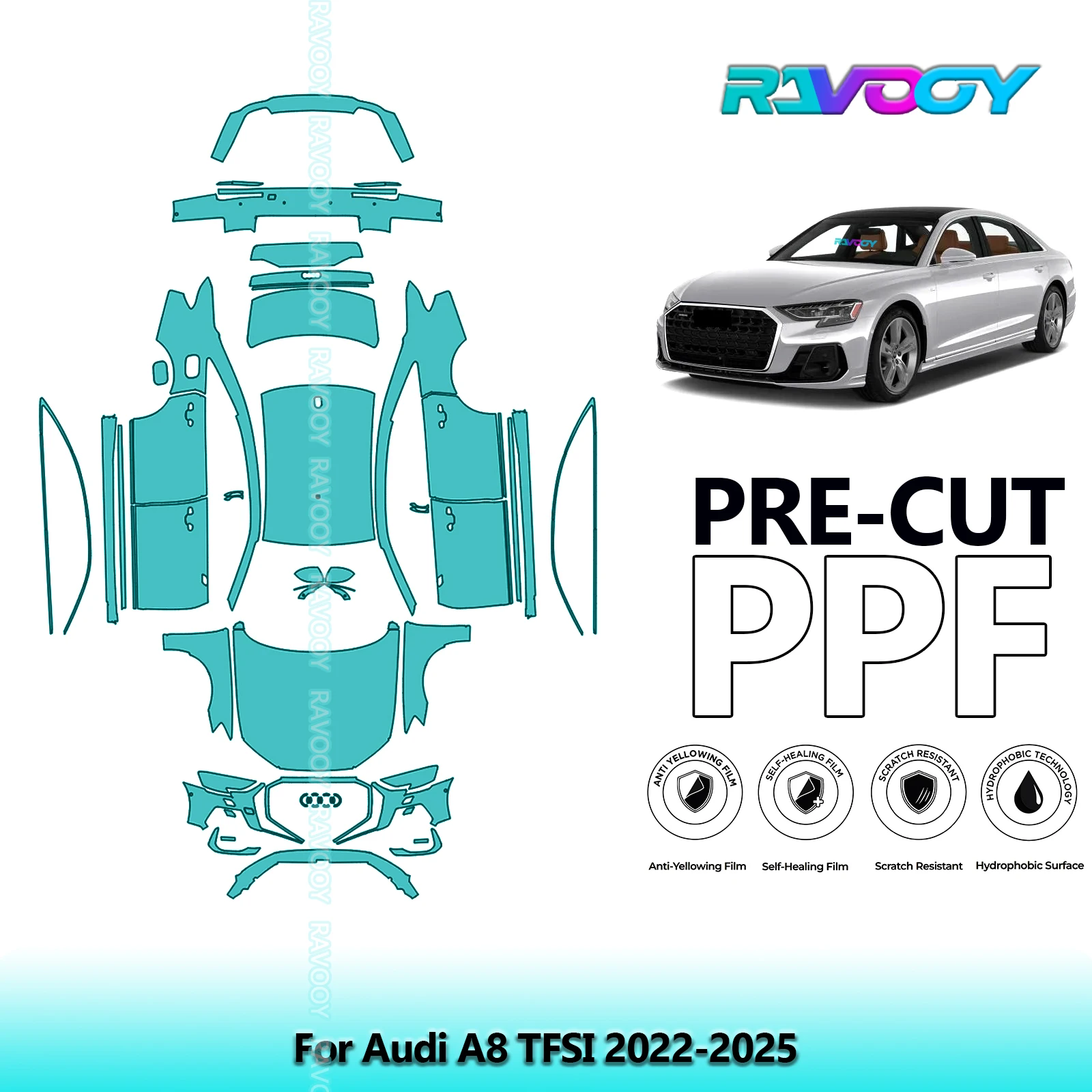 

Full Vehicle Clear Bra Precut PPF Paint Protection Film For Audi A8 TFSI 2022-2025