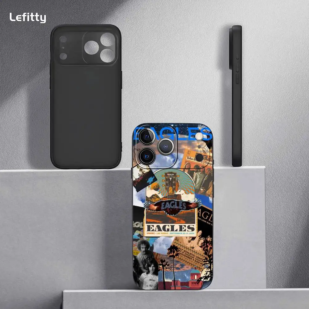 E-Eagles Band حافظة هاتف عصرية لهاتف آيفون 17 16 15 14 13 12 11 Pro Max Plus Mini Black Frosted Soft Shell Funda