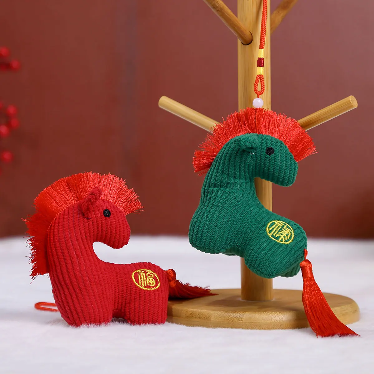 1pc Dekoration Kleine Ornament Pferd Jahr Maskottchen Weihnachten Geschenk Plüsch Pony Schlüsselbund Sternzeichen Pferd Gefüllte Puppe Spielzeug Tasche Anhänger