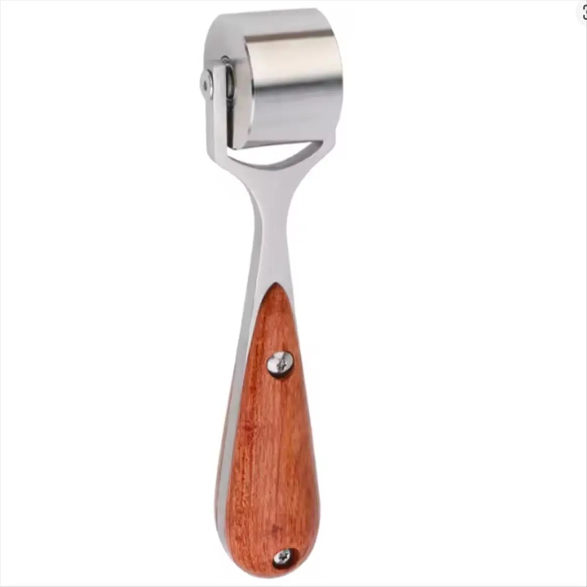 Pear Wood Handle Leather Roller Glue Edges Laminating Wheel Craft Handmade Smoother Creaser Tool Steel Iron Roll 25mm