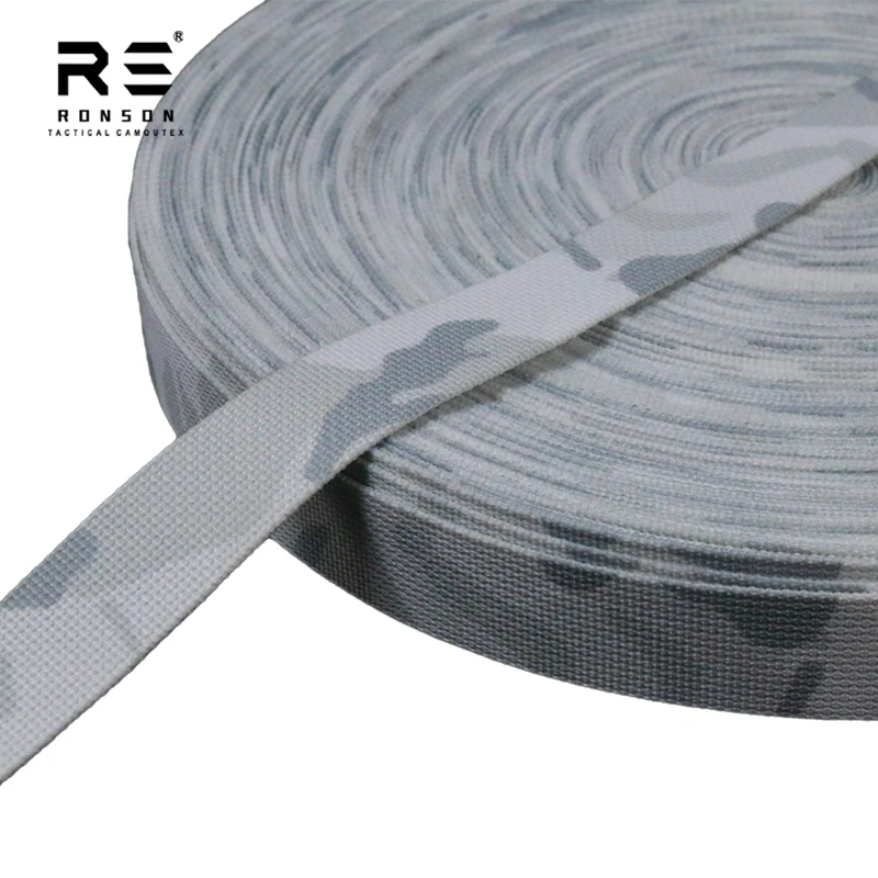 MCAP Alphine Camouflage High Tenacity 25mm Wide Sling Printed Polyester Webbing Tape Durable Use for Tactical Gear Bag Backpacks