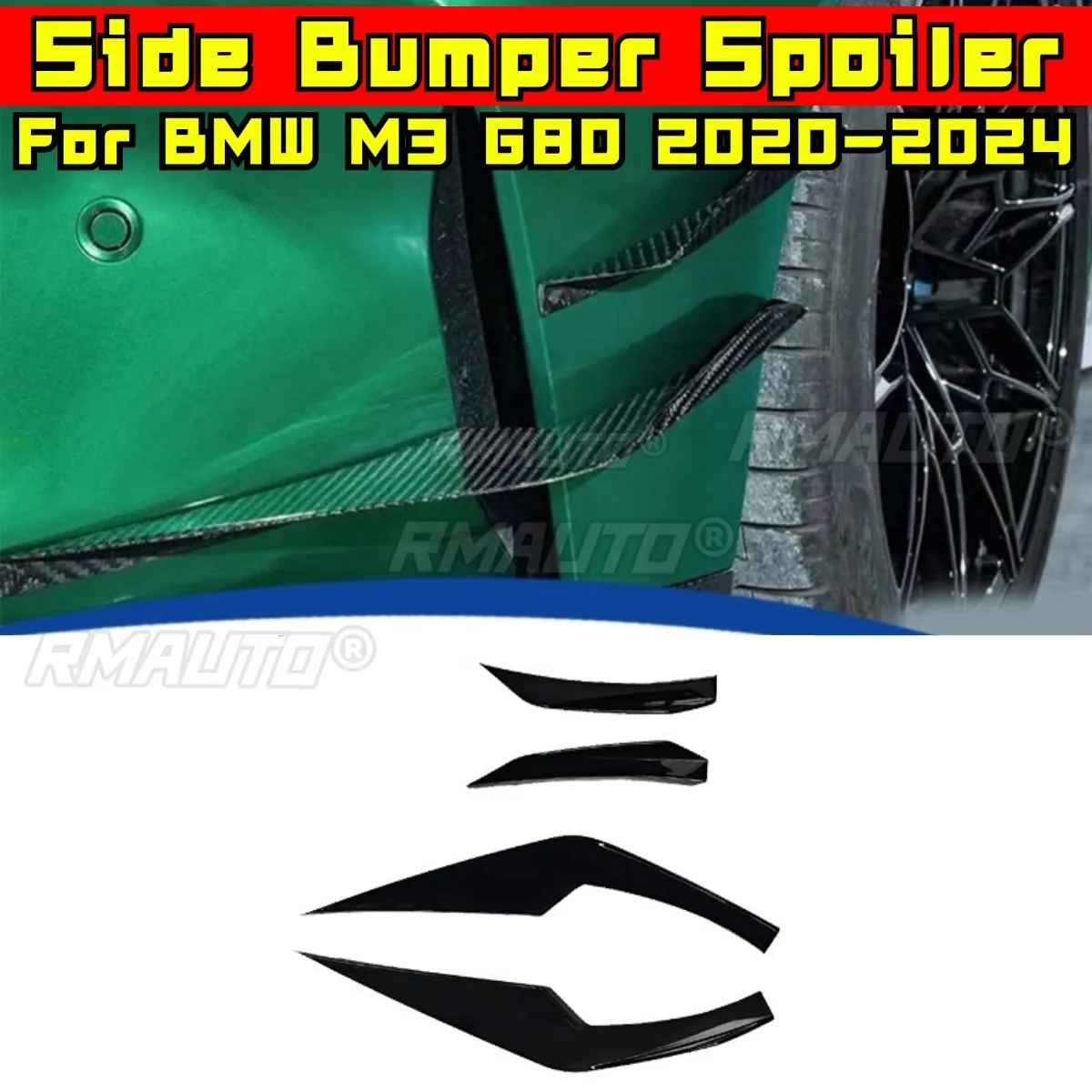

Car Side Bumper Air Intake Vent Splitte Accessories for BMW M3 G80 2020-2024 Rear Bumper Splitter Cover Air Vent Trim Body Kit