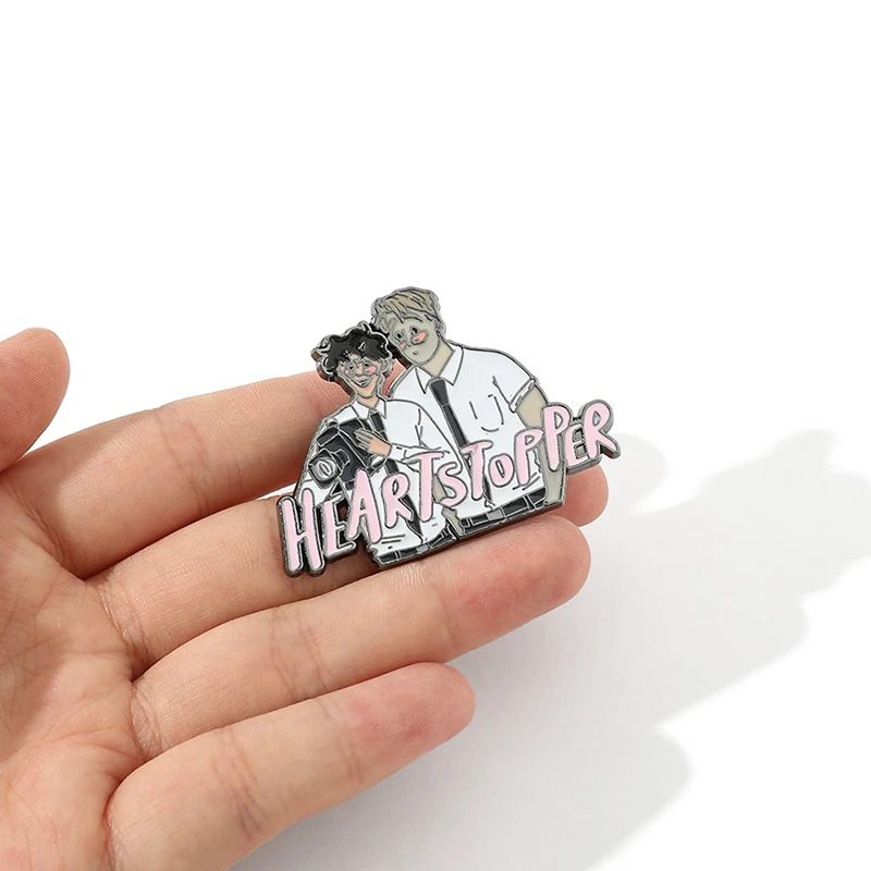 Heartstopper Button Pin LGBT Metal Badges TV Series Cartoon Character Nick and Charlie Fashion Jewelry Brooch Lapel Pins