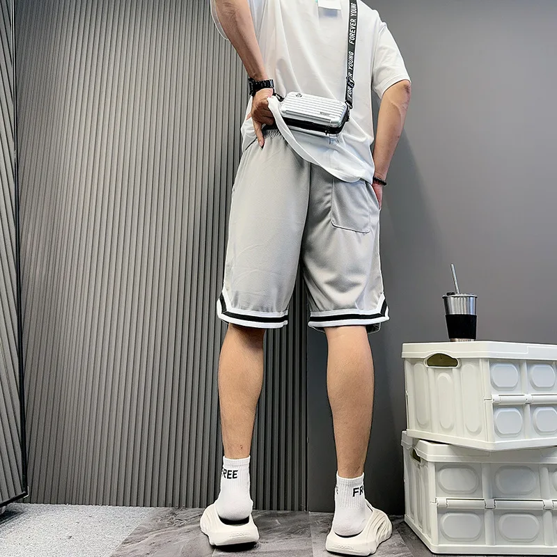 

Повседневные мужские летние брюки с вышивкой в американском стиле, новые свободные тренировочные брюки с пятью точками, повседневные брюки с прямыми штанинами