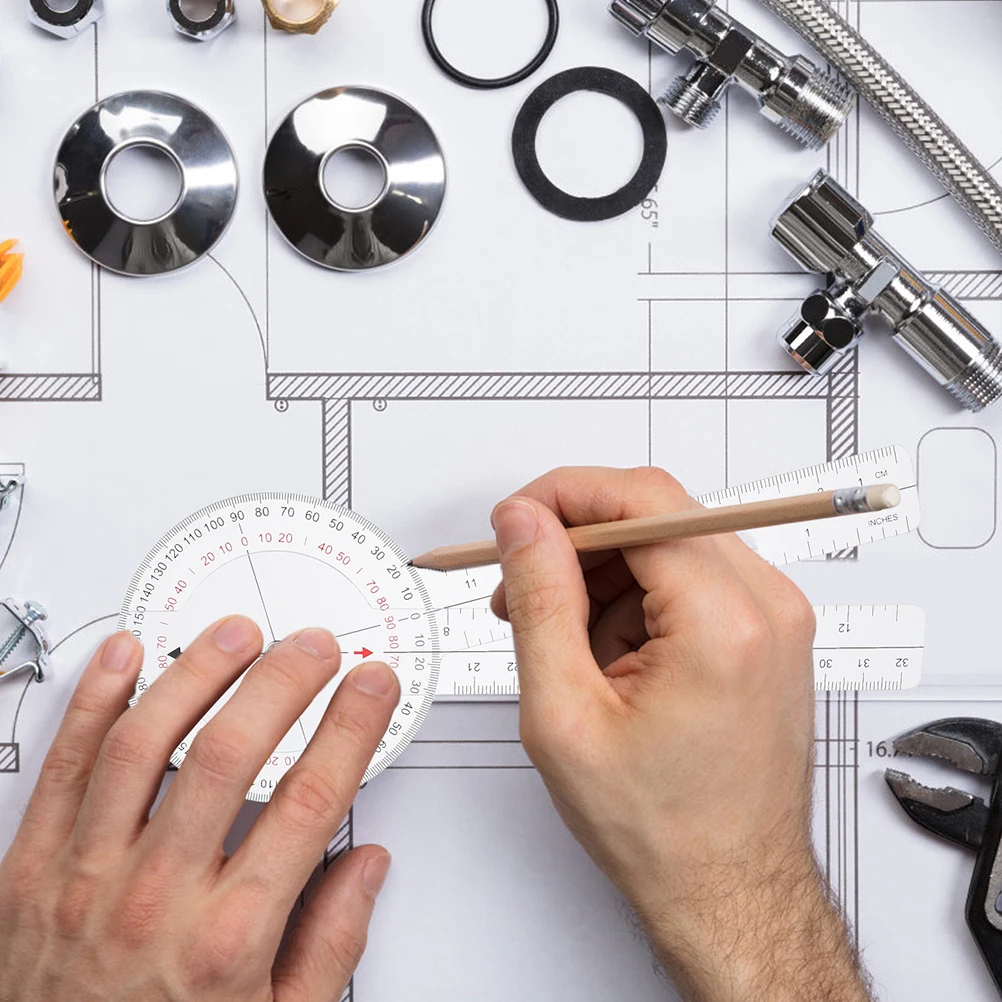

Rotatable Corner Ruler Angle Goniometer Protractor Tool For Measurement Engineering Drafting Design Transparent Plastic
